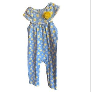 Little Me Blue Romper Jumpsuit with Yellow Daisies NWT 24 months